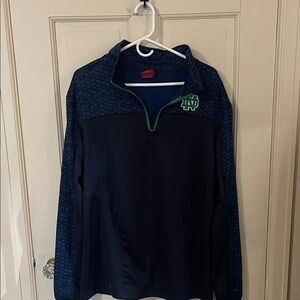 Colosseum Navy Pullover with Patterned Yoke